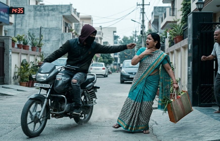 Chain snatching in broad daylight in Gomia